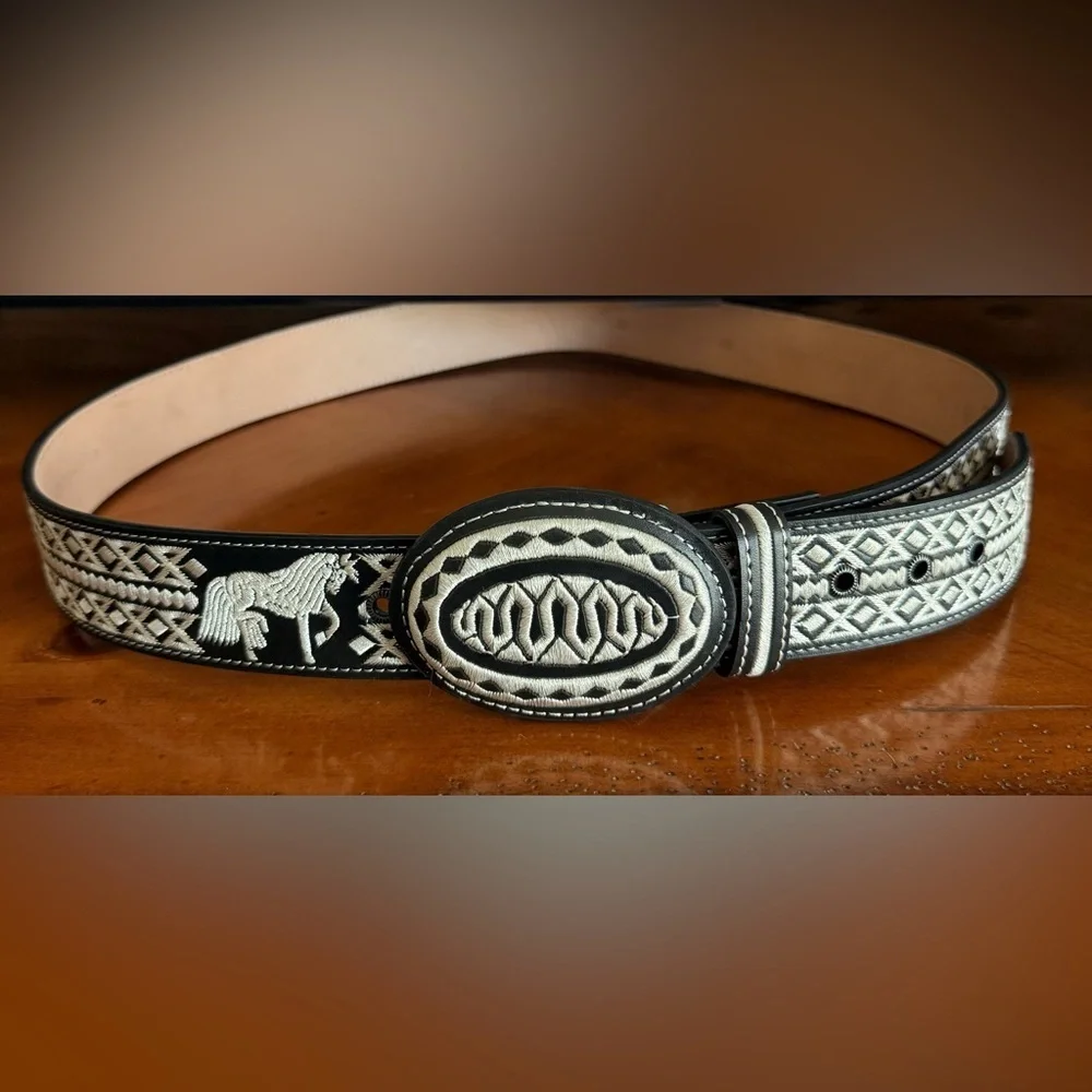 YAC Leather & Silk Western Leather Belt